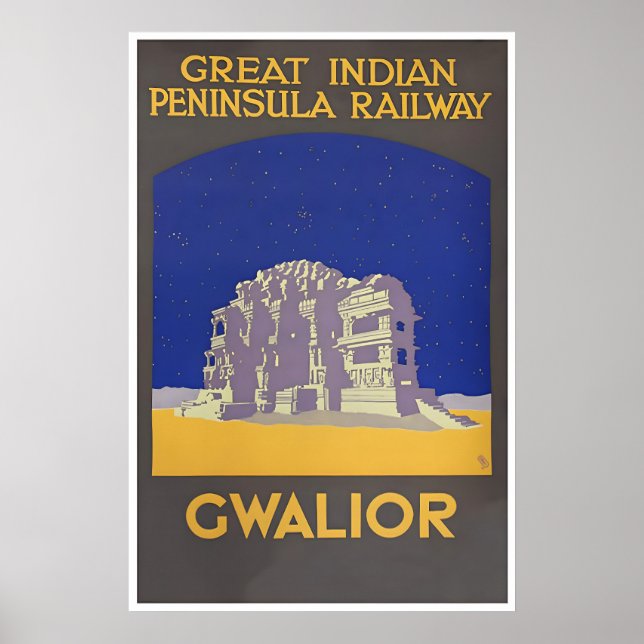 Impression de poster de voyage vintage art Gwalior (Devant)