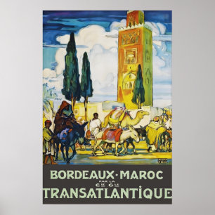 Impression de poster de voyage vintage Bordeaux Ma