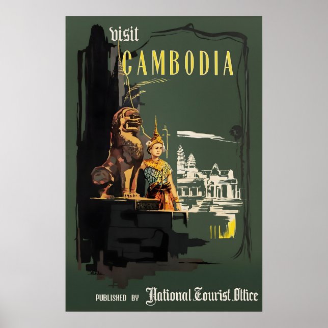 Impression de poster de voyage vintage Cambodge, A (Devant)