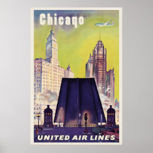 Impression de poster de voyage vintage de Chicago