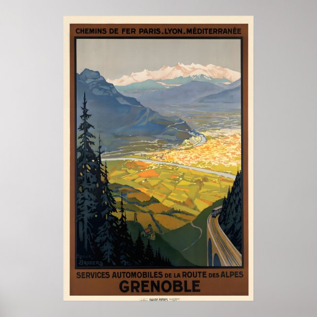 Impression de poster de voyage vintage de Grenoble (Devant)