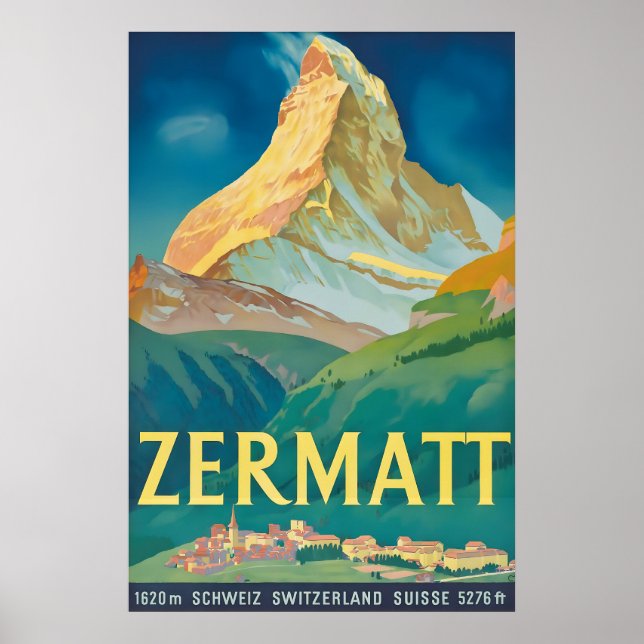 Impression de poster de voyage vintage de Zermatt  (Devant)