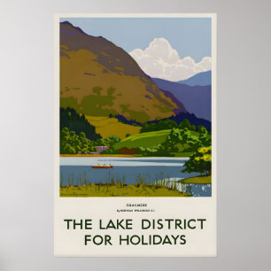 Impression de poster de voyage vintage du lac Gras