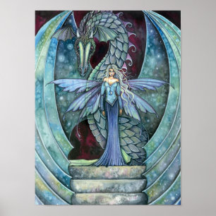Impression de poster Dragon et Fée par Molly Harri