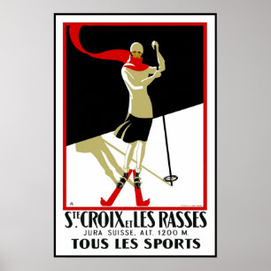 Impression de poster vintage Ste Croix Skiing