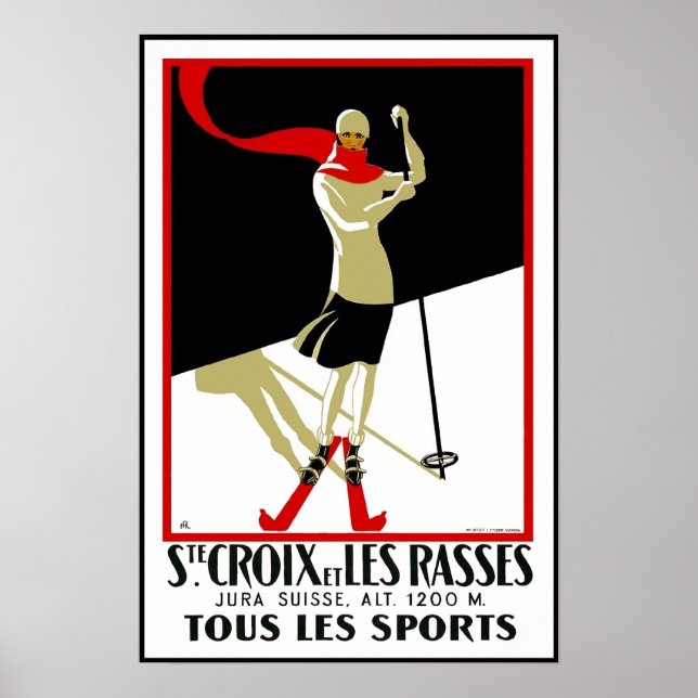 Impression de poster vintage Ste Croix Skiing (Devant)