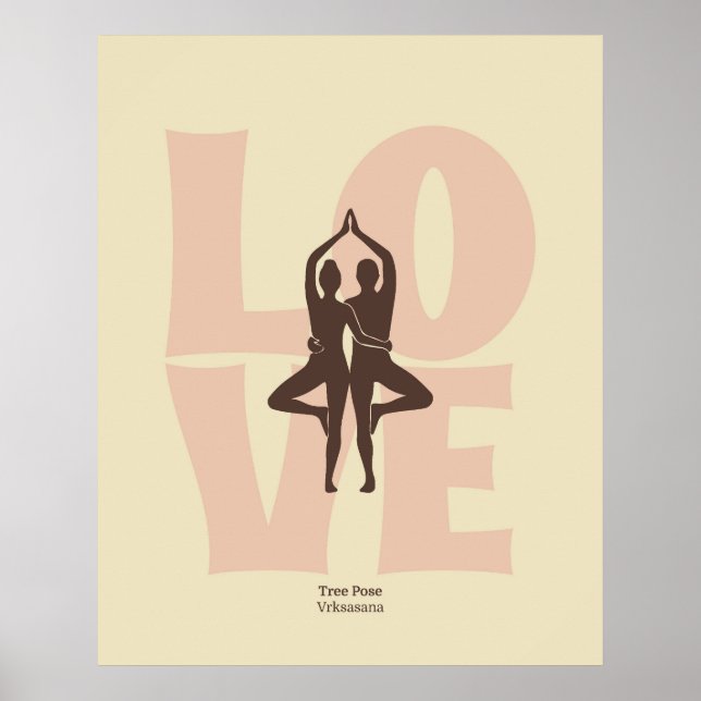 Impression de posture de yoga en couple | Art mura (Devant)