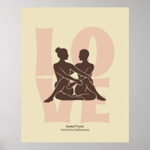 Impression de posture de yoga en couple   Art mura
