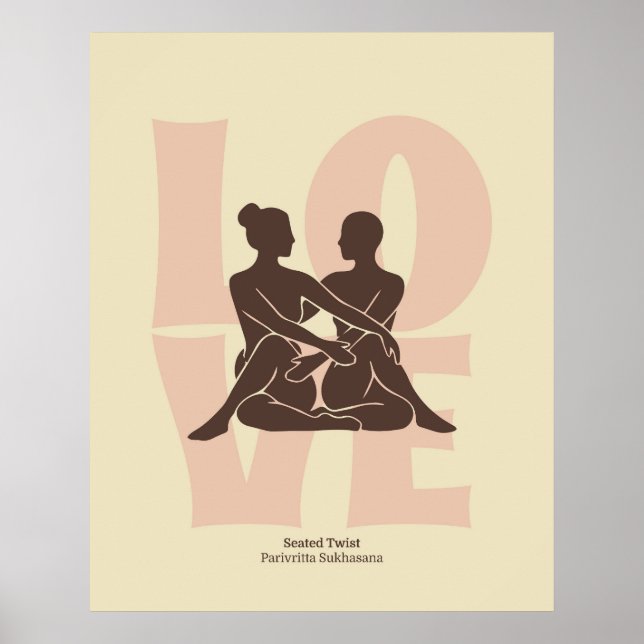 Impression de posture de yoga en couple | Art mura (Devant)