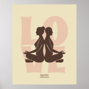 Impression de posture de yoga en couple Art mura