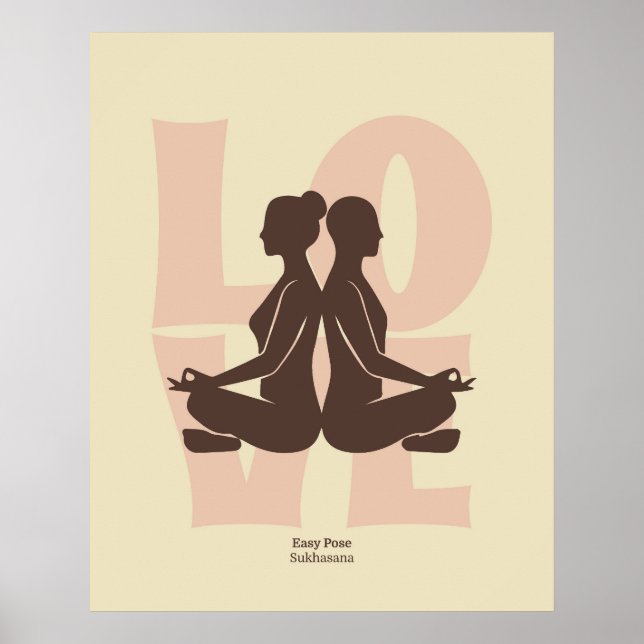Impression de posture de yoga en couple | Art mura (Devant)
