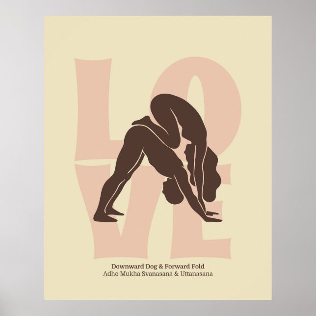 Impression de posture de yoga en couple | Art mura (Devant)