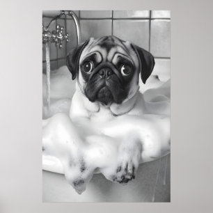 Impression de Pug dans la baignoire, Art de chien