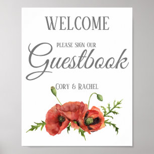 Impression de registre de mariage Coquelicots Roug