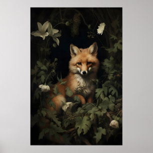 Impression de renard dans une forêt morose, impres