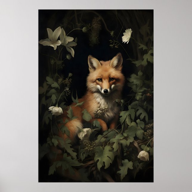 Impression de renard dans une forêt morose, impres (Devant)