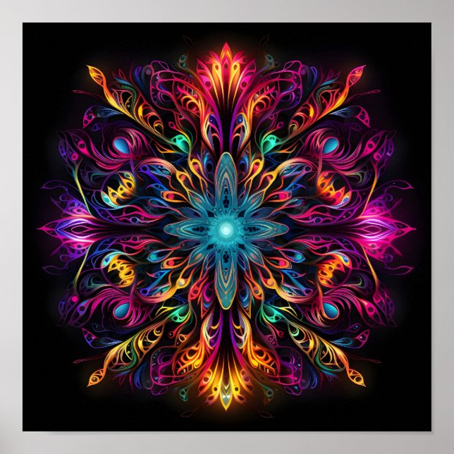 impression de réseau tribal multicolore fluorescen (Devant)