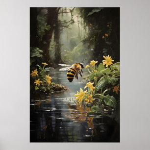 Impression de rivière de fleurs d'abeille, Art mur