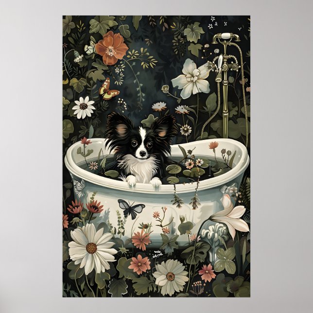 Impression de salle de bain à papillon noir floral (Devant)