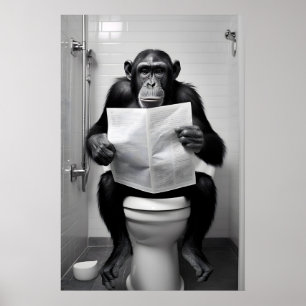 Impression de salle de bain de chimpanzé drôle Art