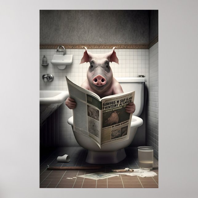 Impression de salle de bain de cochon drôle Animau (Devant)