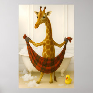 Impression de salle de bain de girafe drôle, Giraf