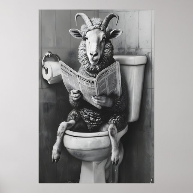 Impression de salle de bain de mouton drôle, humou (Devant)