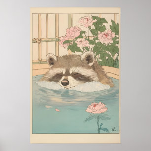 Impression de salle de bain de raton laveur vintag