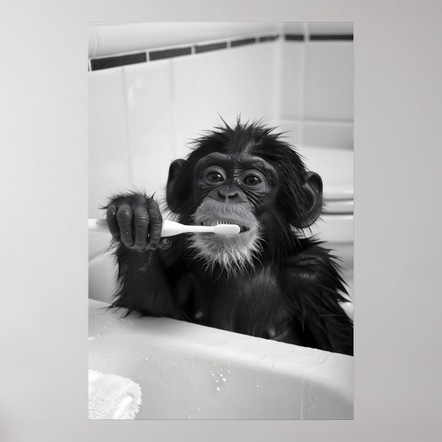 Impression de salle de bain de singe drôle Style v (Devant)