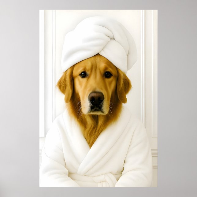 Impression de salle de bain drôle de Golden Retrie (Devant)