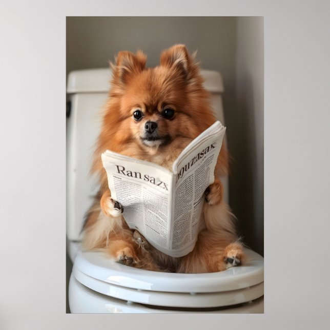Impression de salle de bain drôle de Pomeranian, J (Devant)