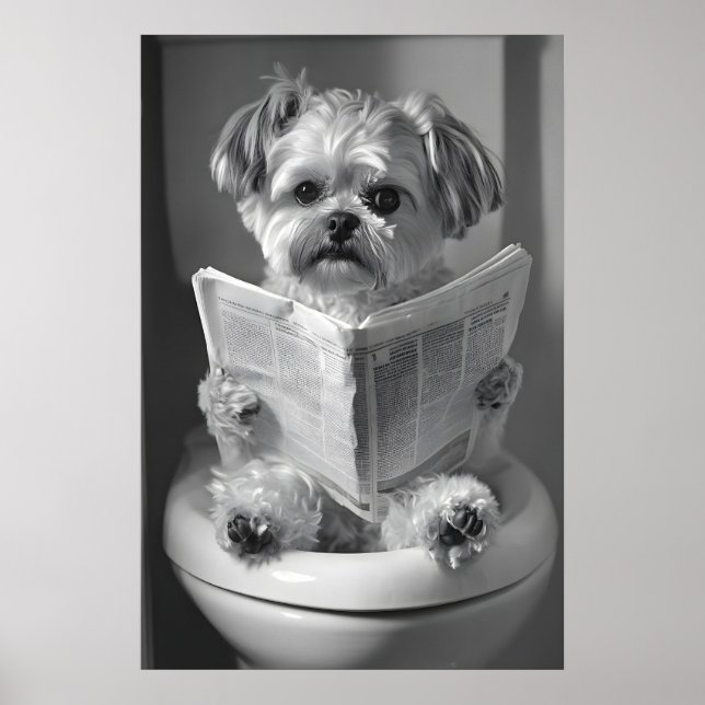 Impression de salle de bain drôle de Shih Tzu, lis (Devant)