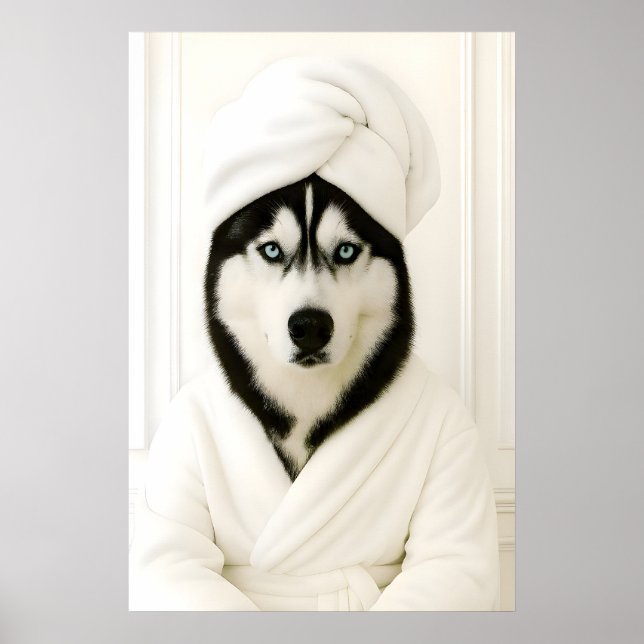 Impression de salle de bain drôle Husky, Husky Sib (Devant)