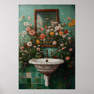 Impression de salle de bain florale, fleur de sall