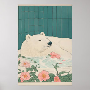 Impression de salle de bain ours polaire Ukiyo-e A