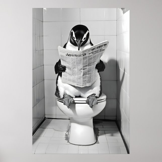 Impression de salle de bain pingouin drôle humour  (Devant)