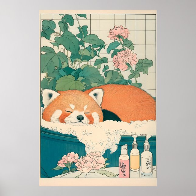 Impression de salle de bain Red Panda Art japonais (Devant)
