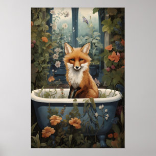 Impression de salle de bain renard, Fleur de baign