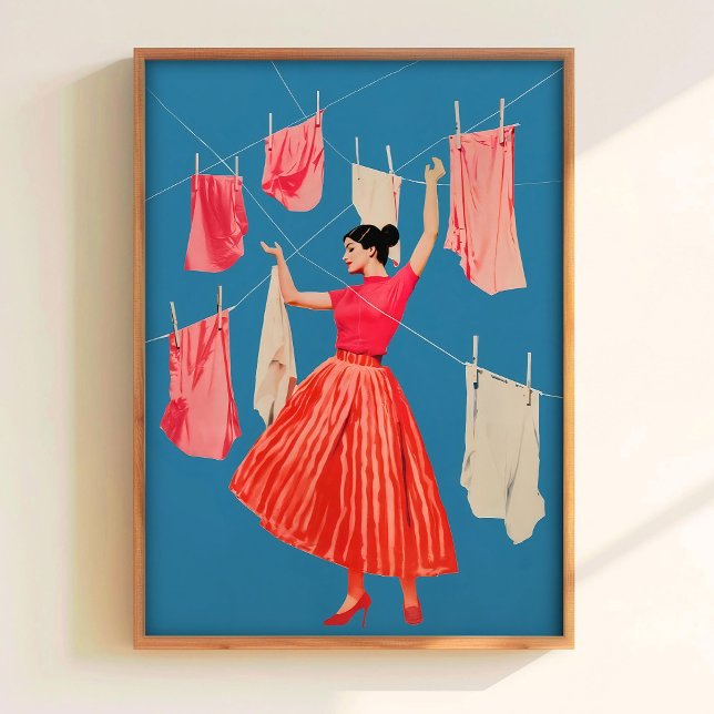 Impression de salle de bain rétro bleu et rose Les (Créateur téléchargé)