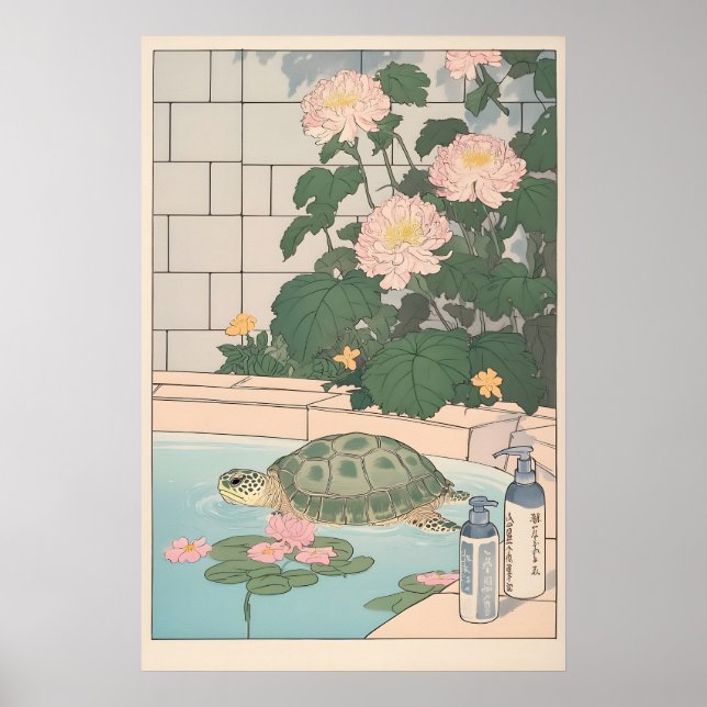 Impression de salle de bain Tortue de mer Ukiyo-e  (Devant)
