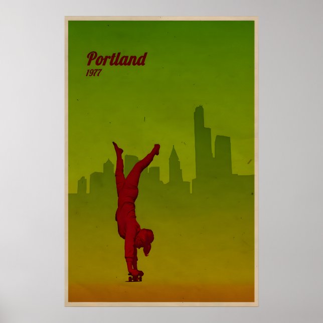 Impression de skateboard ville de Portland Affiche (Devant)