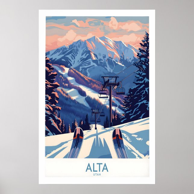 Impression de ski Alta Utah - Décoration de voyage (Devant)