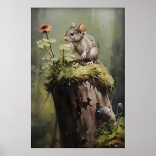 Impression de souris sur souche, animal d'académie