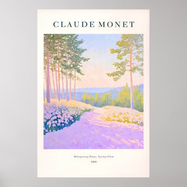 Impression de style Monet Forêt de pins Violet Fra (Devant)