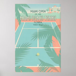 Impression de tennis de Miami Beach Art Sport Rétr