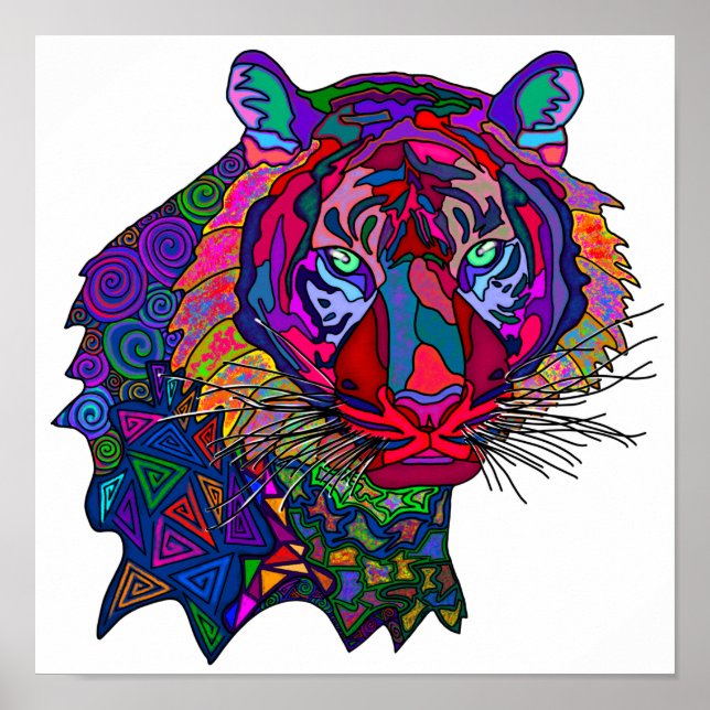 Impression de tigre colorée (Devant)