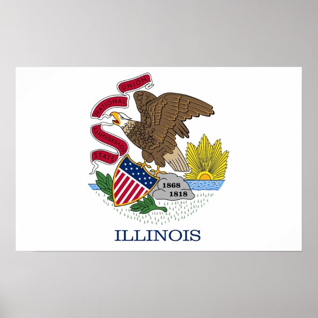 Impression de toile avec drapeau de l'Illinois, U. (Devant)