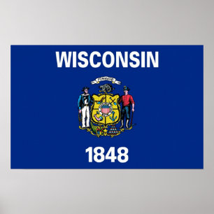 Impression de toile avec Drapeau du Wisconsin, U.S