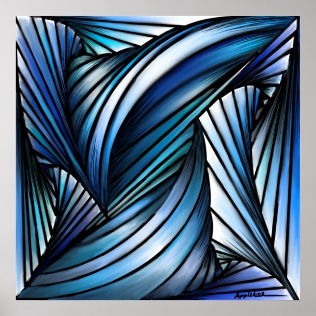 Impression de toile bleue Abstraite (Devant)