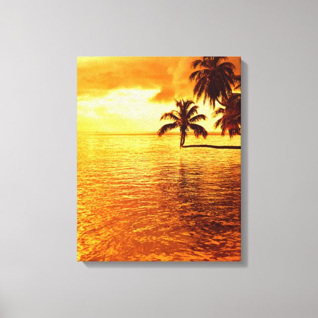 Impression de toile de couché de soleil de palmier (Recto)